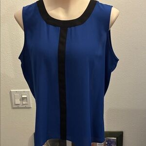 Calvin Klein Royal Blue and Black Sleeveless Blouse EUC